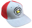 Fitted Trucker Cap with Heather Front, Red Mesh Back, Mug Logo